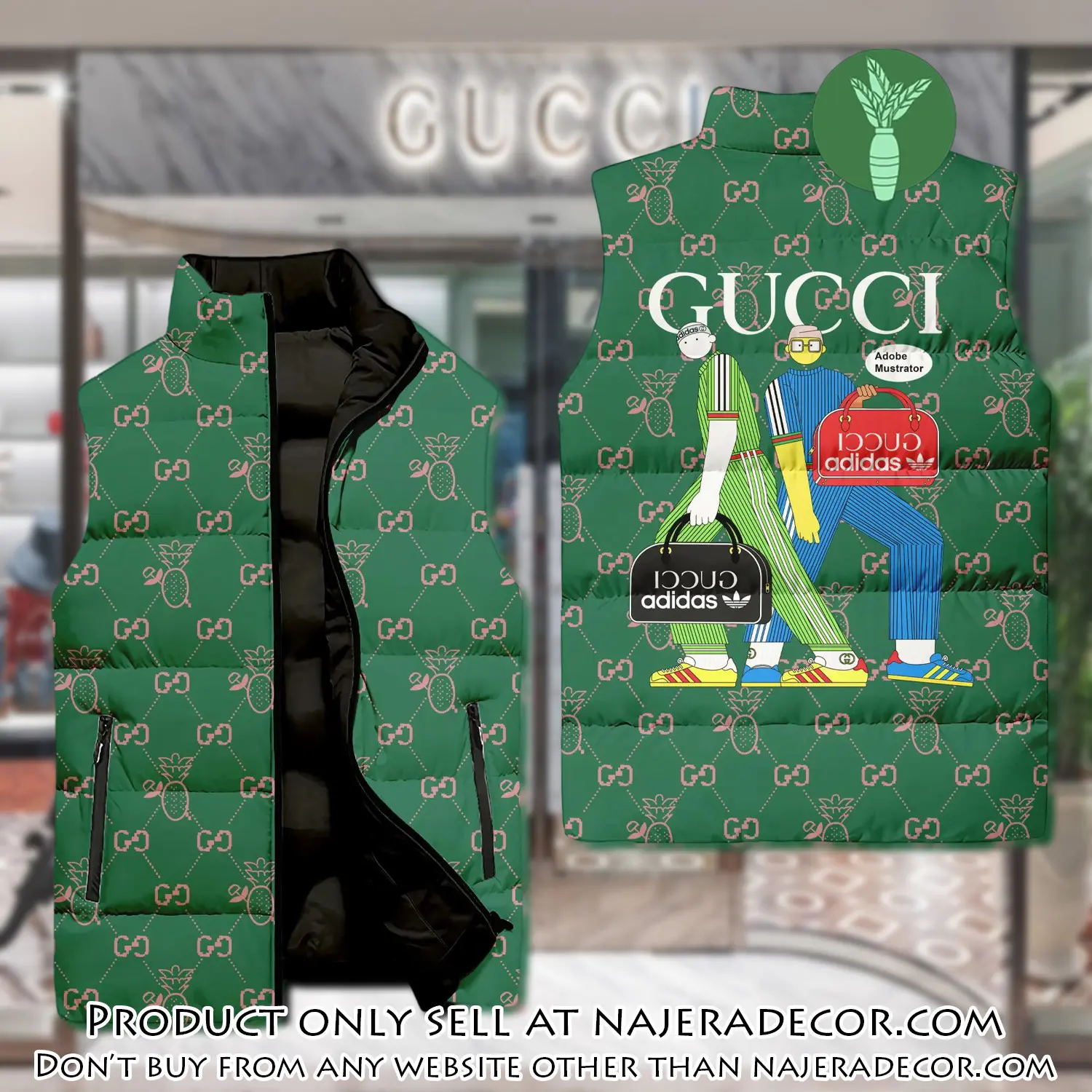 Gucci two men luxury brand 3d sleeveless down jacket njr3557596